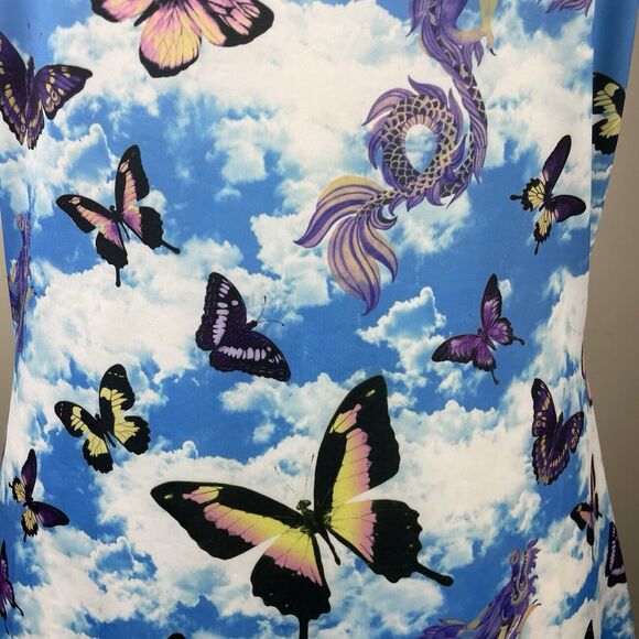 Delias Size L UR Highway to heaven halter butterfly retro 90s y2k print dress - Picture 3 of 9